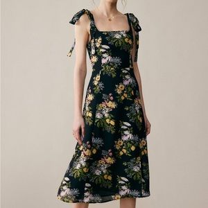 Black floral midi dress